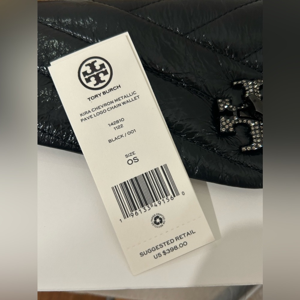 Tory Burch Crossbody - Kira Pavé Chevron Quilted Metallic Leather -NEW - Picture 3 of 7